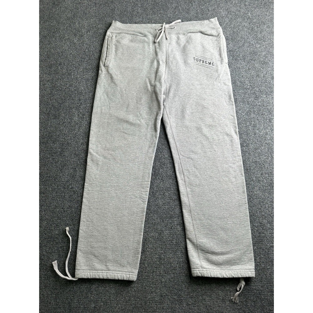 Mens Sweatpants Supreme Embroidered Logo Fleece Made In Canada Gray, Size XL